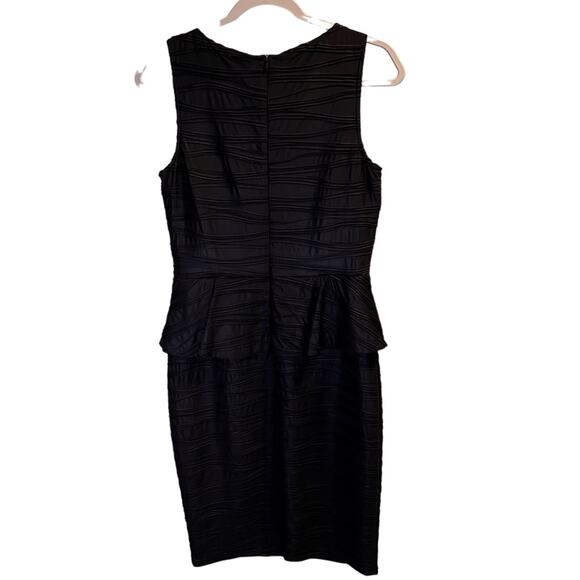 Frank Lyman Design Peplum Sheath Dress Size 10 Black Textured Striped Classic - Picture 6 of 14